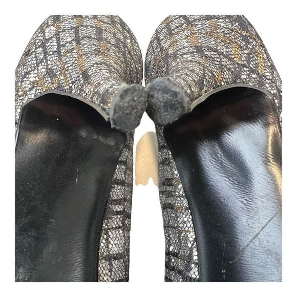 Jacques Levine Womens Pointed Toe Metallic Sparkly Pump Heels Silver Gold Size 8 - Picture 8 of 9